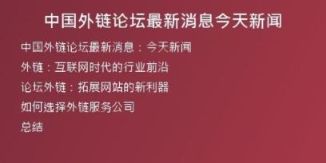 中國(guó)外鏈論壇最新消息今天新聞
