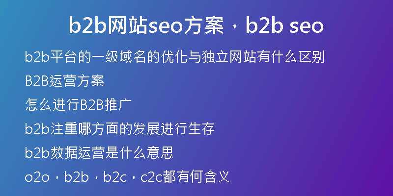 b2b網(wǎng)站seo方案，b2b seo