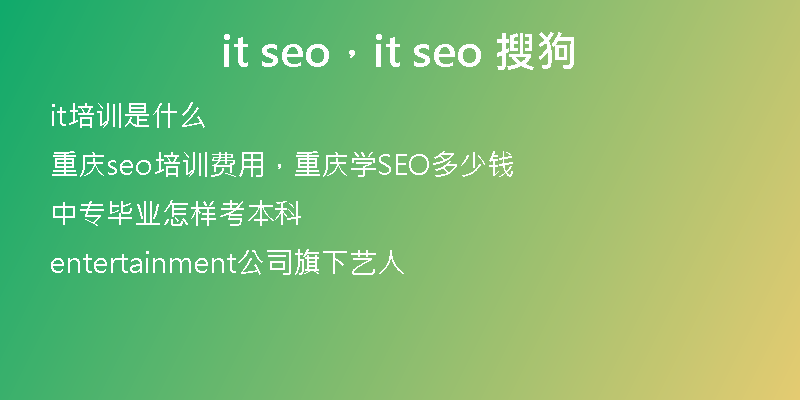 it seo，it seo 搜狗