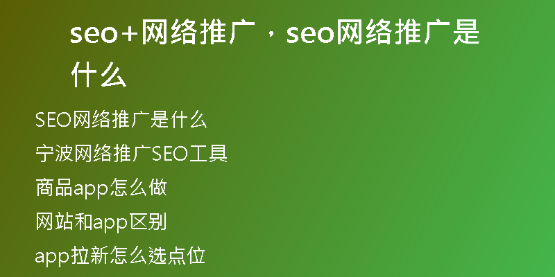 seo+網(wǎng)絡(luò)推廣，seo網(wǎng)絡(luò)推廣是什么