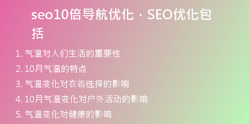 seo10倍導(dǎo)航優(yōu)化，SEO優(yōu)化包括