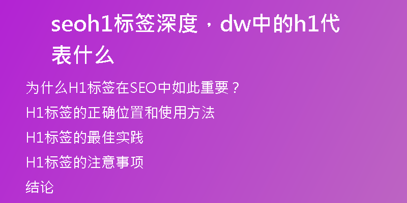 seoh1標簽深度，dw中的h1代表什么