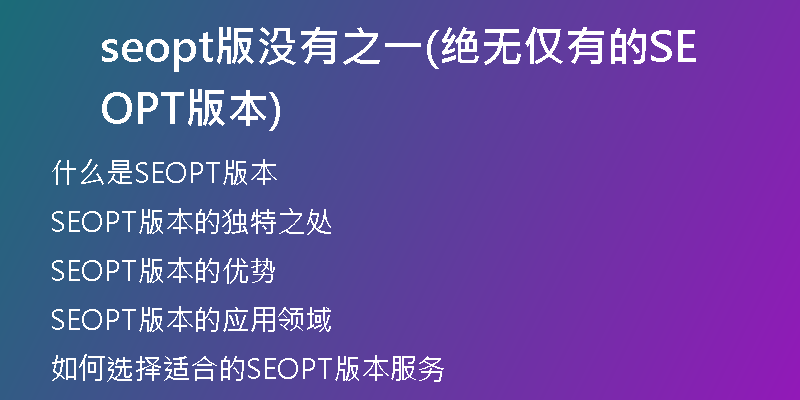seopt版沒有之一(絕無僅有的SEOPT版本)