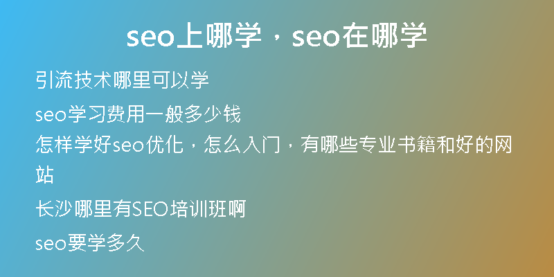 seo上哪學(xué),seo在哪學(xué)