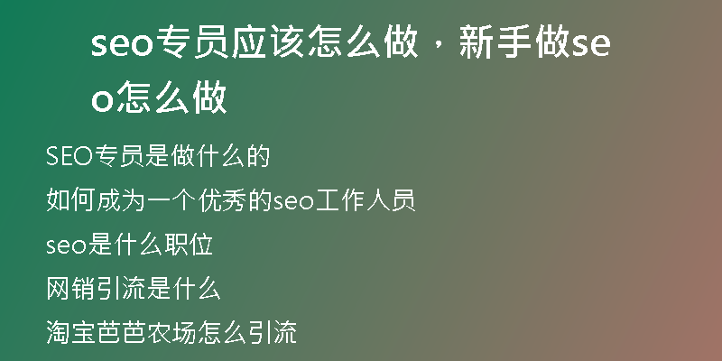 seo專員應(yīng)該怎么做，新手做seo怎么做