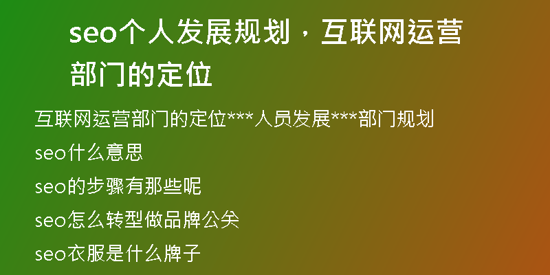 seo個(gè)人發(fā)展規(guī)劃,互聯(lián)網(wǎng)運(yùn)營部門的定位
