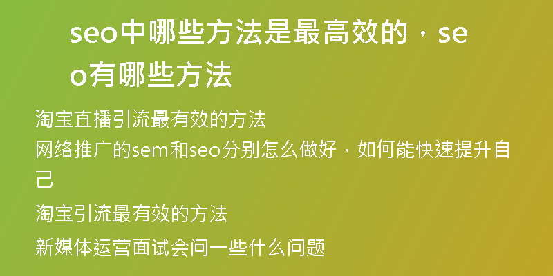 seo中哪些方法是最高效的，seo有哪些方法