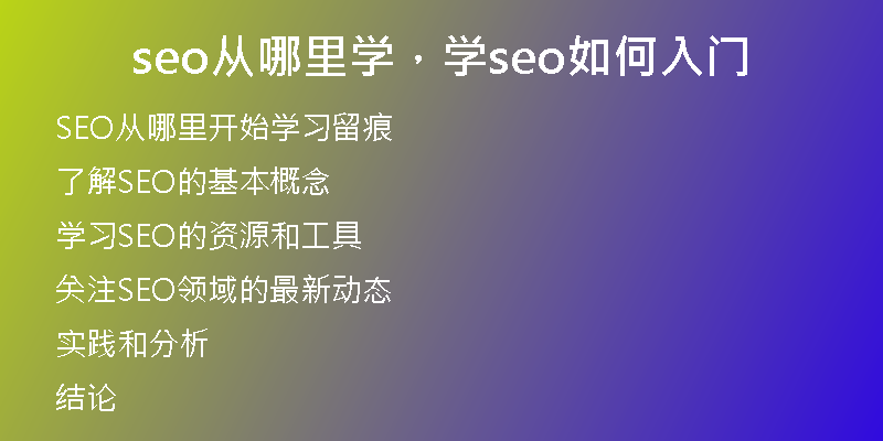 seo從哪里學(xué)，學(xué)seo如何入門