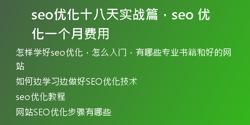 seo優(yōu)化十八天實戰(zhàn)篇，seo 優(yōu)化一個月費用