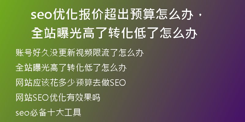 seo優(yōu)化報(bào)價(jià)超出預(yù)算怎么辦，全站曝光高了轉(zhuǎn)化低了怎么辦