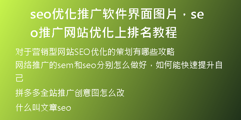 seo優(yōu)化推廣軟件界面圖片，seo推廣網站優(yōu)化上排名教程