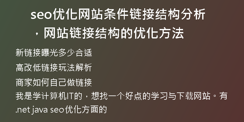 seo優(yōu)化網(wǎng)站條件鏈接結(jié)構(gòu)分析，網(wǎng)站鏈接結(jié)構(gòu)的優(yōu)化方法