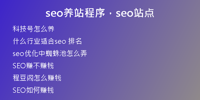 seo養(yǎng)站程序，seo站點(diǎn)