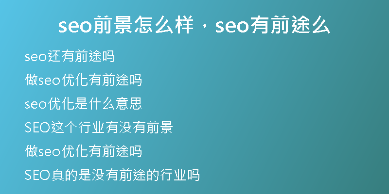 seo前景怎么樣，seo有前途么
