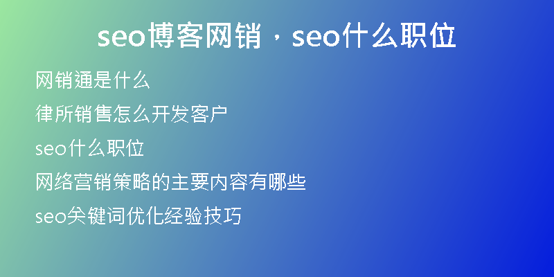seo博客網(wǎng)銷，seo什么職位