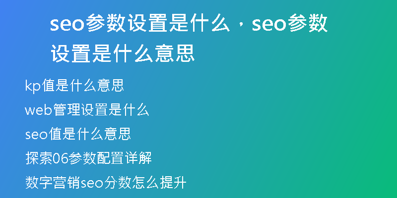 seo參數(shù)設置是什么，seo參數(shù)設置是什么意思