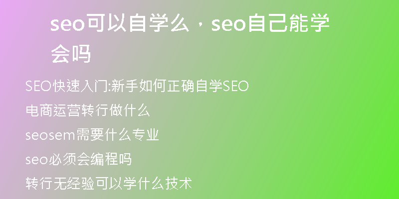 seo可以自學(xué)么，seo自己能學(xué)會(huì)嗎