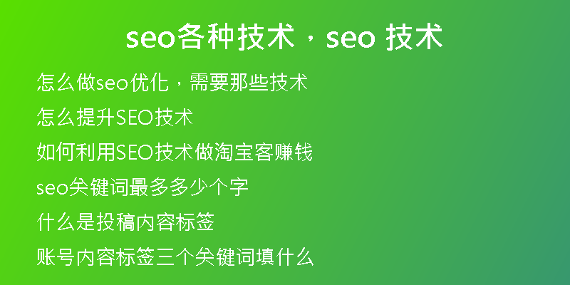seo各種技術(shù)，seo 技術(shù)
