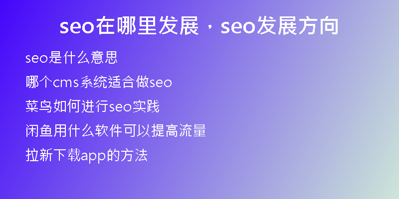seo在哪里發(fā)展，seo發(fā)展方向