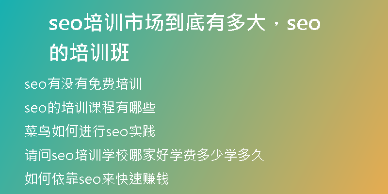 seo培訓(xùn)市場(chǎng)到底有多大，seo的培訓(xùn)班