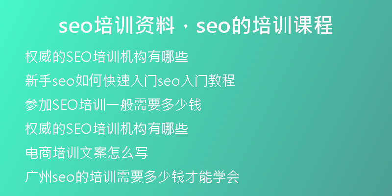 seo培訓(xùn)資料，seo的培訓(xùn)課程