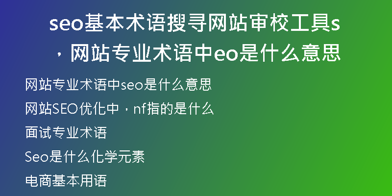 seo基本術(shù)語搜尋網(wǎng)站審校工具，網(wǎng)站專業(yè)術(shù)語中seo是什么意思