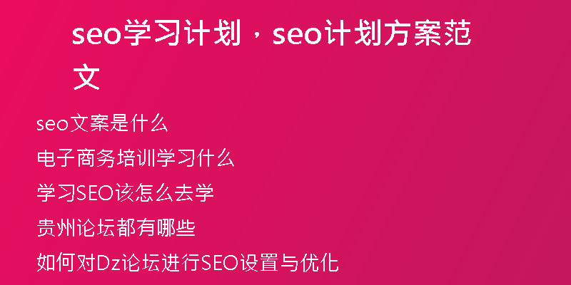 seo學(xué)習(xí)計(jì)劃，seo計(jì)劃方案范文
