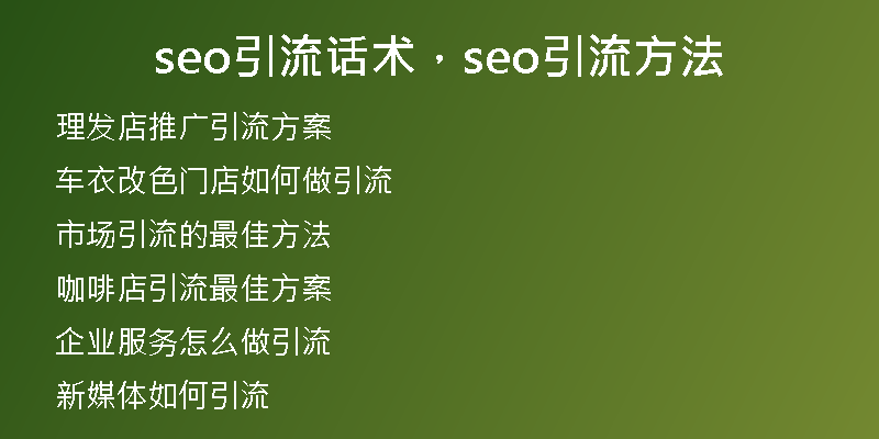 seo引流話術(shù)，seo引流方法