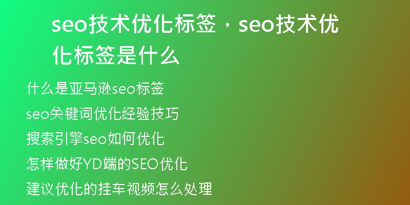seo技術(shù)優(yōu)化標簽，seo技術(shù)優(yōu)化標簽是什么