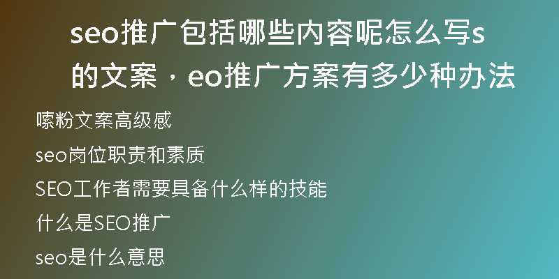 seo推廣包括哪些內(nèi)容呢怎么寫的文案，seo推廣方案有多少種辦法