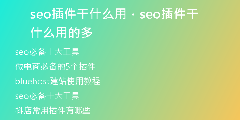 seo插件干什么用，seo插件干什么用的多