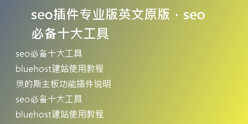 seo插件專業(yè)版英文原版，seo必備十大工具