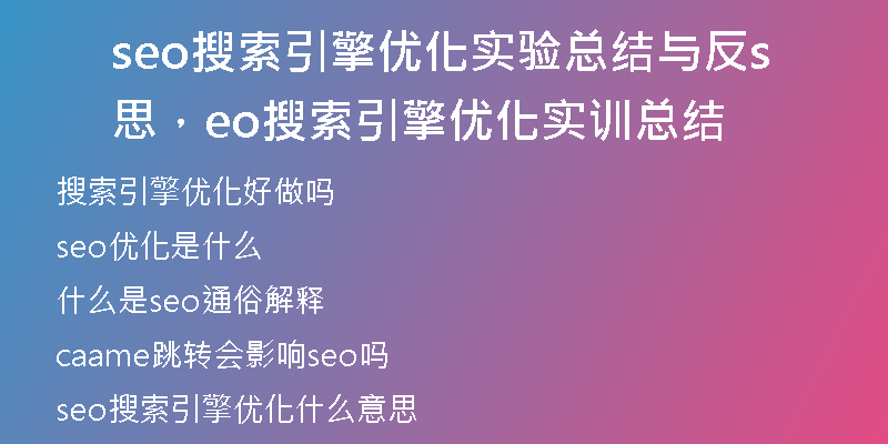 seo搜索引擎優(yōu)化實(shí)驗(yàn)總結(jié)與反思，seo搜索引擎優(yōu)化實(shí)訓(xùn)總結(jié)