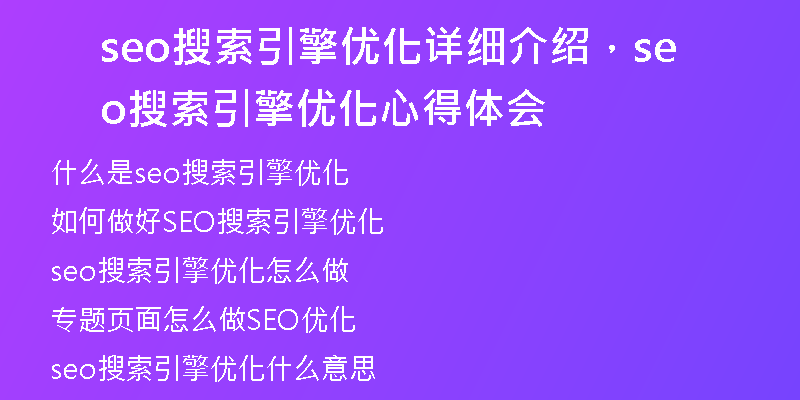 seo搜索引擎優(yōu)化詳細(xì)介紹，seo搜索引擎優(yōu)化心得體會(huì)