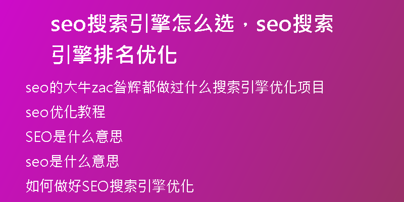 seo搜索引擎怎么選，seo搜索引擎排名優(yōu)化