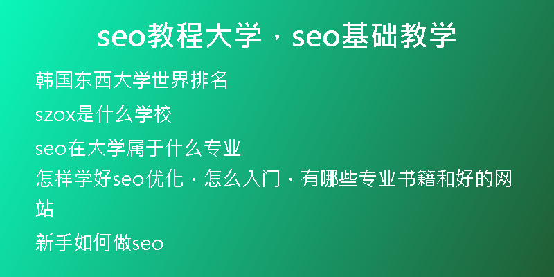 seo教程大學(xué)，seo基礎(chǔ)教學(xué)