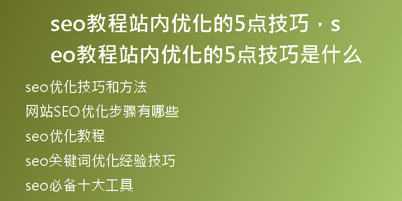 seo教程站內(nèi)優(yōu)化的5點(diǎn)技巧，seo教程站內(nèi)優(yōu)化的5點(diǎn)技巧是什么