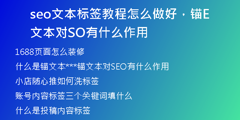 seo文本標簽教程怎么做好，錨文本對SEO有什么作用