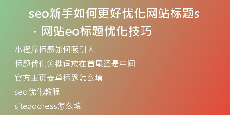 seo新手如何更好優(yōu)化網(wǎng)站標(biāo)題，網(wǎng)站seo標(biāo)題優(yōu)化技巧