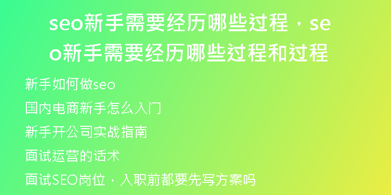 seo新手需要經(jīng)歷哪些過程，seo新手需要經(jīng)歷哪些過程和過程