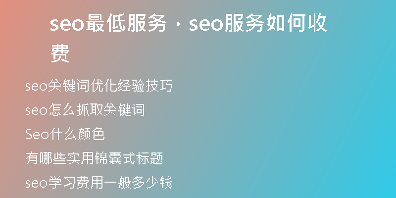seo最低服務(wù)，seo服務(wù)如何收費