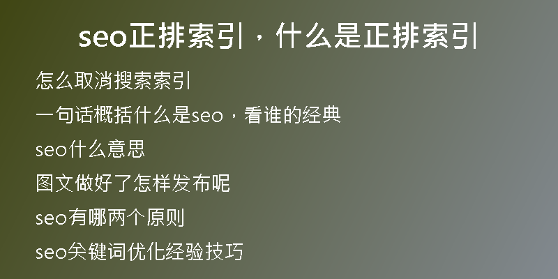 seo正排索引，什么是正排索引