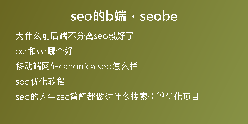 seo的b端，seobe