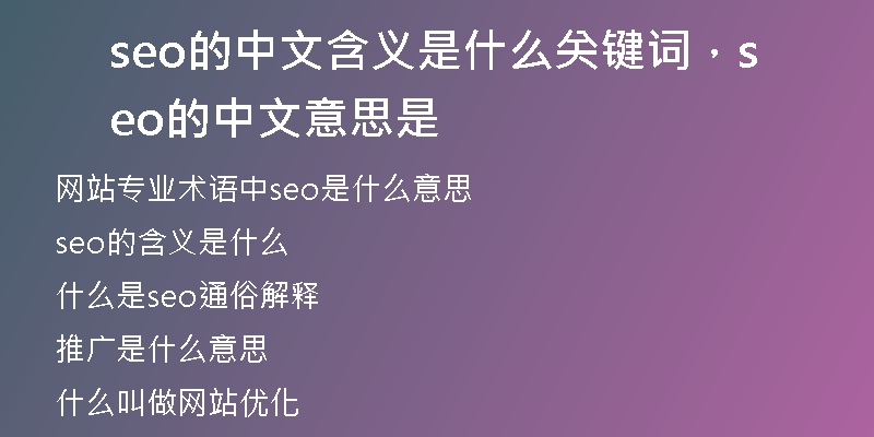 seo的中文含義是什么關(guān)鍵詞，seo的中文意思是