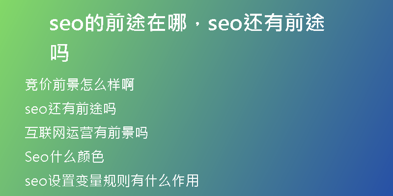 seo的前途在哪，seo還有前途嗎