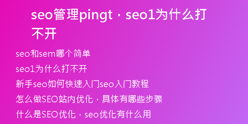 seo管理pingt，seo1為什么打不開