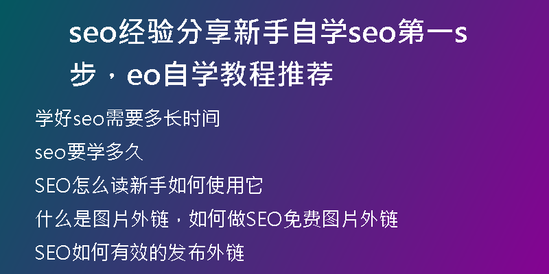 seo經(jīng)驗分享新手自學(xué)seo第一步，seo自學(xué)教程推薦