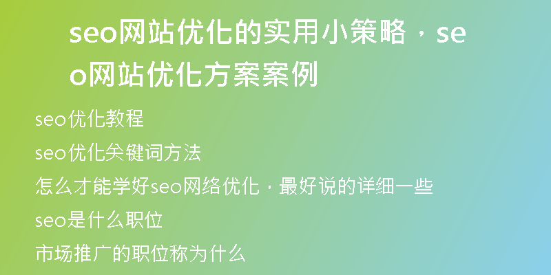 seo網(wǎng)站優(yōu)化的實(shí)用小策略，seo網(wǎng)站優(yōu)化方案案例
