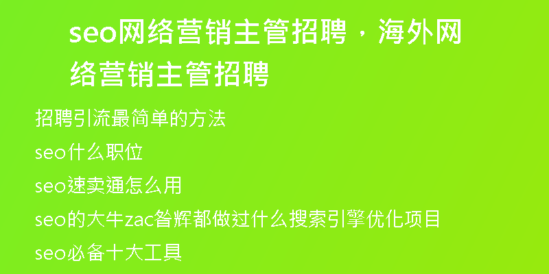 seo網(wǎng)絡(luò)營銷主管招聘，海外網(wǎng)絡(luò)營銷主管招聘