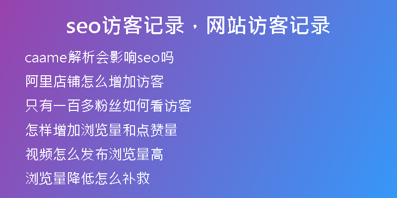 seo訪客記錄，網(wǎng)站訪客記錄